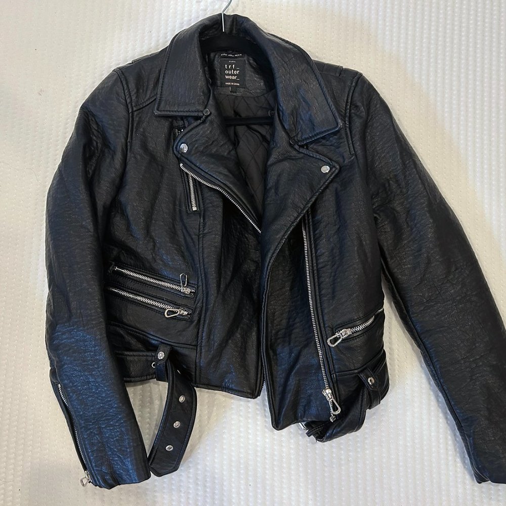 Zara TRF Outerwear Leather Jacket Black